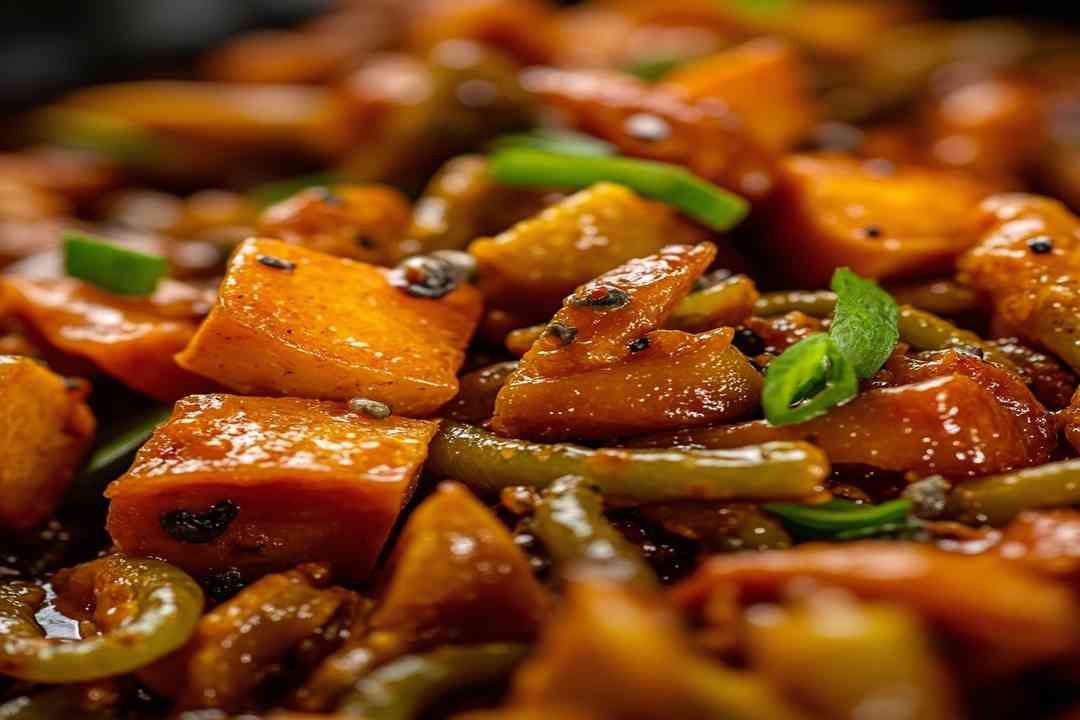 Sichuan vegetables stir fried with chili and aromatics
