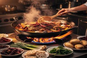 authentic Sichuan dry pot cooking process