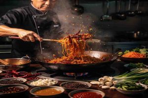 authentic Sichuan spicy noodles cooking process