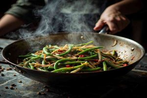 Dry-Fried Green Beans cooking process