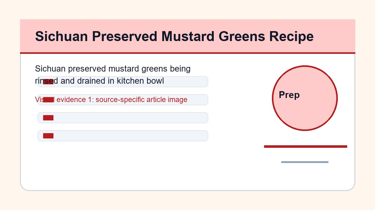 Sichuan Preserved Mustard Greens Recipe: Rinsing, Seasoning, and Uses 1 Sichuan preserved mustard greens being rinsed and drained in kitchen bowl