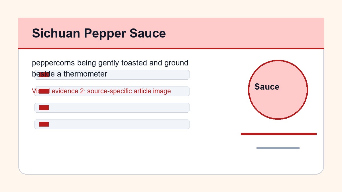 How to Make Sichuan Pepper Sauce: Aroma, Heat, and Safe Storage 2 peppercorns being gently toasted and ground beside a thermometer