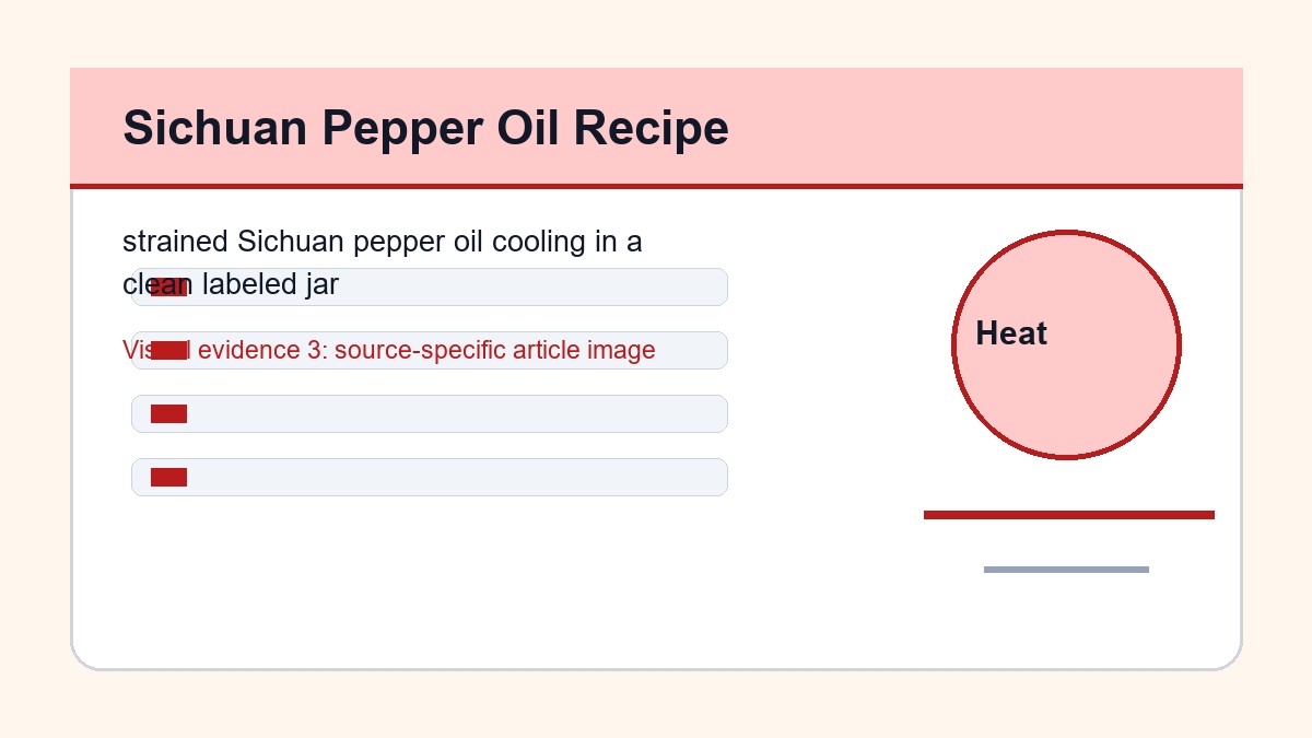 Sichuan Pepper Oil Recipe: Aroma, Temperature, and Storage 3 strained Sichuan pepper oil cooling in a clean labeled jar