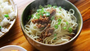 Sichuan Dan Dan Noodles Recipe: Sauce, Noodles, and Timing 13 Wheat noodles with minced pork and scallion
