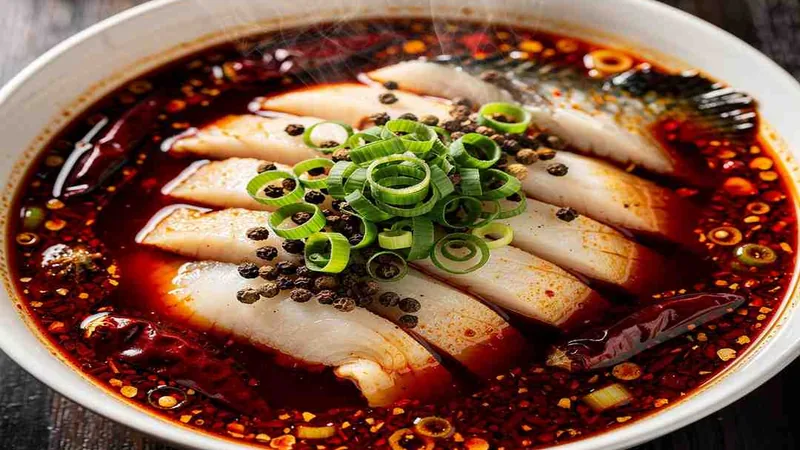 Authentic Sichuan Boiled Fish (Shui Zhu Yu): Recipe and Tips 1 White fish slices in red chili broth with scallions and dried chilies
