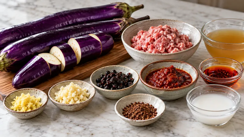 Sichuan Mapo Eggplant Recipe: Sauce, Texture, and Timing Checks 2 Eggplant, ground pork, ginger, garlic, bean pastes, stock and slurry ingredients