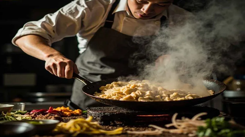 Why Your Simple Mapo Tofu Never Tastes Like the Restaurant — 2 Illustration of a cook stirring tofu in a wok