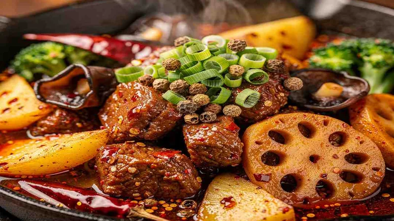 Why Your Authentic Sichuan Dry Pot Never Tastes Like the Res 3 Lotus root and mixed proteins in red seasoning