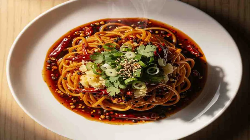 Why Your Authentic Sichuan Spicy Noodles Never Tastes Like t 1 Spicy noodles in a bowl with scallions