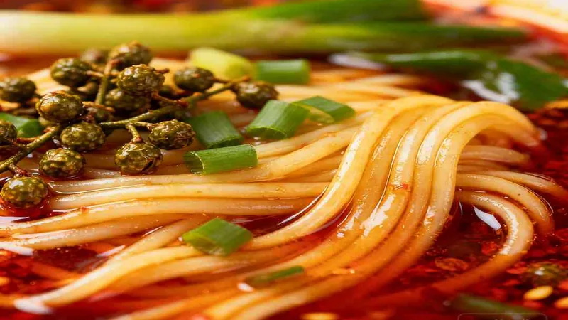 Stop Ruining Sichuan Noodle Soup Recipe — 10 Steps Chefs Act 2 Noodles and scallions in red broth