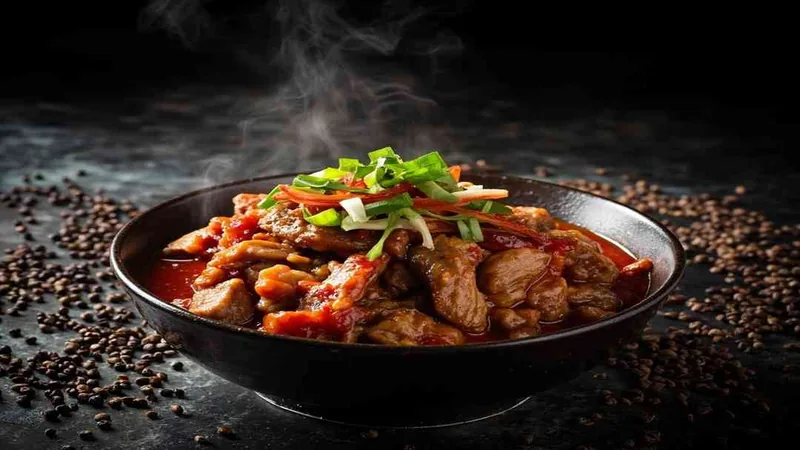 Chicken pieces with chilies and scallion