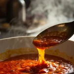 Sichuan Garlic Sauce: Flavor Base, Cooking Steps, and Mistakes to Avoid 1 Illustration of a red garlic chili sauce being poured