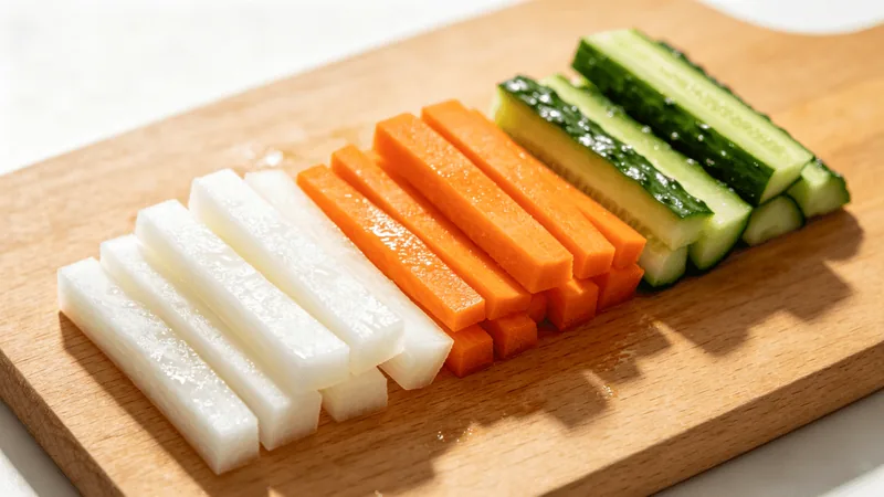 Sichuan Pickles: The Ultimate Guide to Homemade Sour & Crispy Pickles 2 Illustration of radish, carrot and cucumber cut into sticks