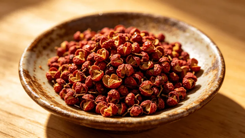 Illustration of red Sichuan peppercorn husks