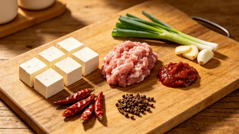 9 Essential Tips for the Best Mapo Tofu Recipe: Authentic Sichuan Style 2 Illustrated tofu, minced meat and aromatics for Mapo tofu