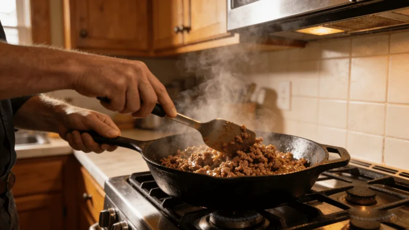 Authentic Dan Dan Noodles Recipe: Step-by-Step US-Friendly 3 Illustration of minced meat cooking in a wok