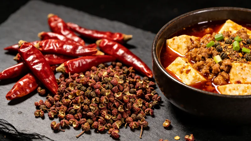 7 Must-Try Dishes to Understand Real Sichuan Food 2 Illustration of dried chilies, Sichuan peppercorns and a tofu dish